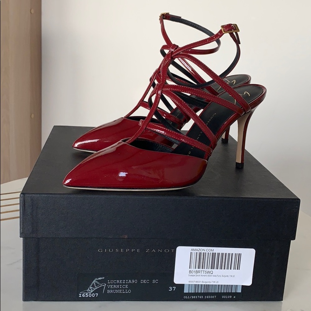 Giuseppe Zanotti Burgundy Patent Heels size 37 NEW